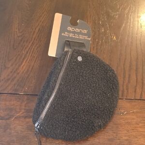 Apana Black Sherpa Belt Bag with Zipper